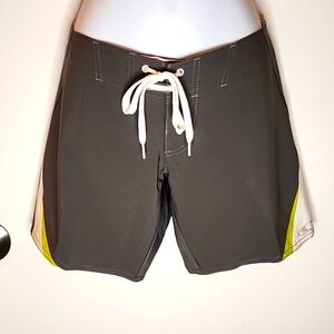 O'Neill Superfreak Boardshorts, Gray, White, Neon Green, Size 1